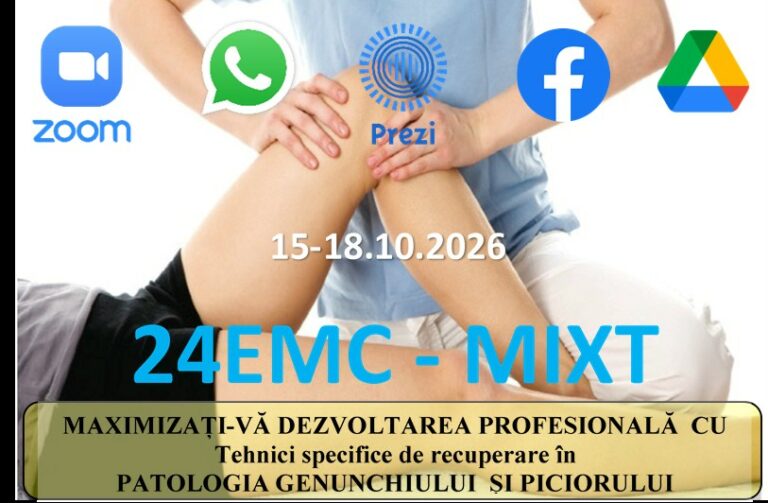 Curs EMC  ON LINE – Tehnici specifice de recuperare în  PATOLOGIA GENUNCHIULUI ȘI PICIORULUI